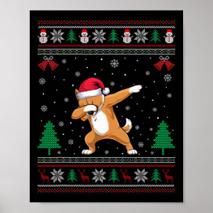 Póster Dabbing Briard Dog Santa Hat Niños Chicas Chris