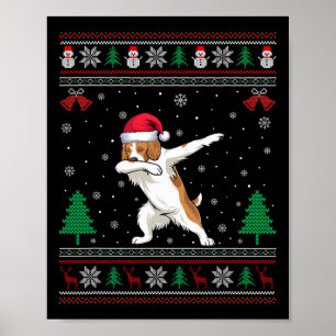 Póster Dabbing Brittany Spaniel Dog Santa Hat Boys Chicas