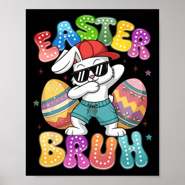 Póster Dabbing Bunny Easter Bruh Meme Divertido de adoles (Frente)