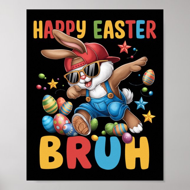 Póster Dabbing Bunny Easter Bruh Meme Divertido de adoles (Frente)