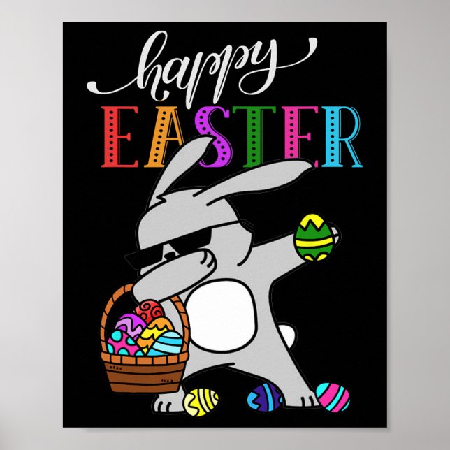 Póster Dabbing Bunny Feliz Día de Pascua (Frente)