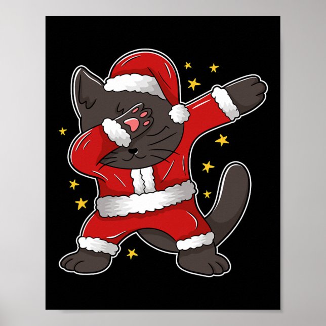 Póster Dabbing Cat Santa - Navidades divertidos (Frente)