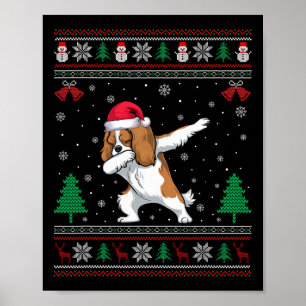 Póster Dabbing Cavalier King Charles Spaniel Dog Santa Ha