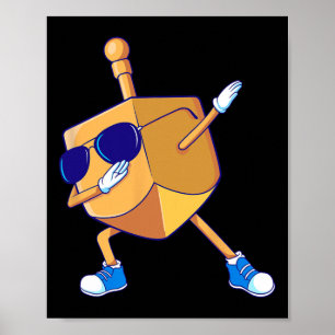 Póster Dabbing Dreidel Hanukkah Dancing Chanukah Kids Gir