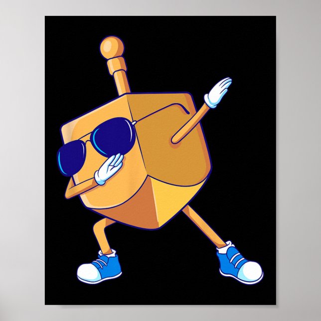Póster Dabbing Dreidel Hanukkah Dancing Chanukah Kids Gir (Frente)
