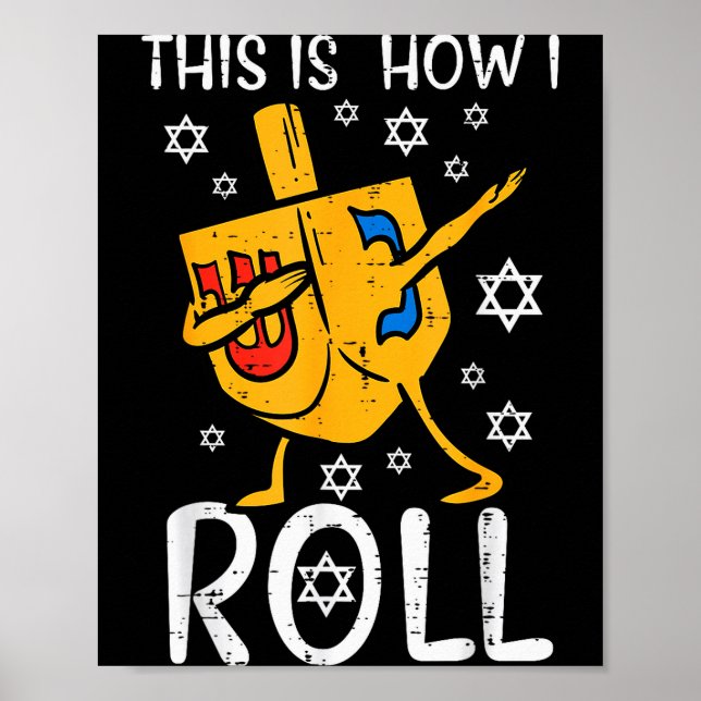 Póster Dabbing Dreidel Ugly Hanukkah Funny Chanukah Men W (Frente)