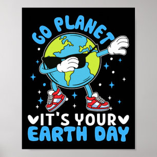 Póster Dabbing Earth Day Niños niños pequeños chicos Cute