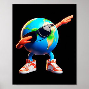Póster Dabbing Earth Funny Earth Day 2024 Niños Chicas