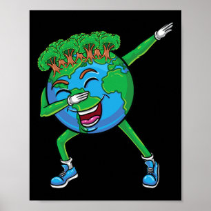 Póster Dabbing Earth para niños del Día de la Tierra