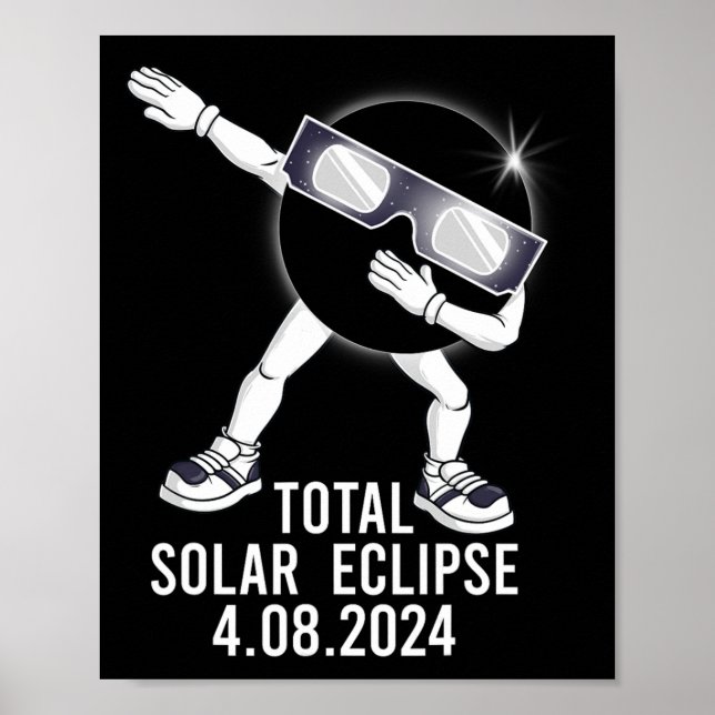 Póster Dabbing Eclipse solar total 04.08.2024 Diversión n (Frente)