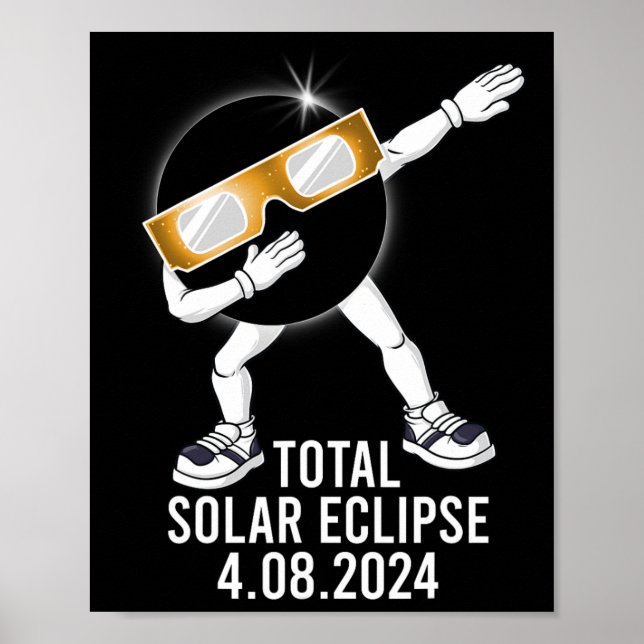 Póster Dabbing Eclipse solar total 04.08.2024 Diversión n (Frente)