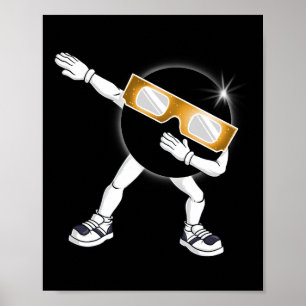 Póster Dabbing Eclipse solar total 2024 Chica de niños Da