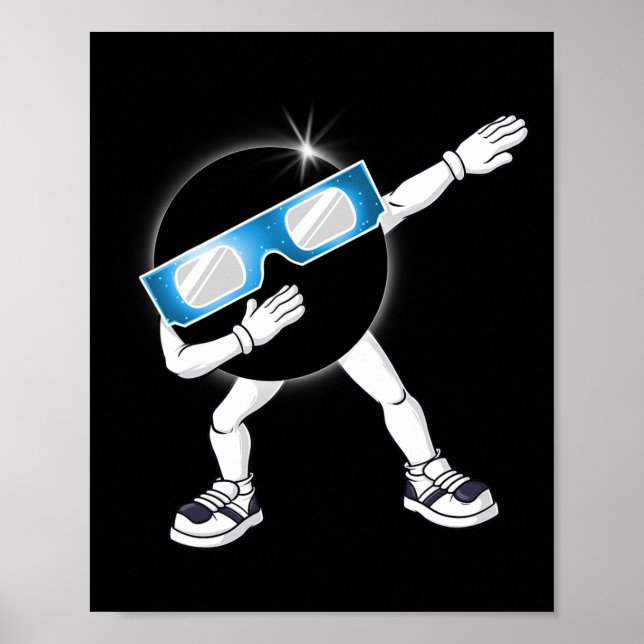 Póster Dabbing Eclipse solar total 2024 Total niños Dab (Frente)