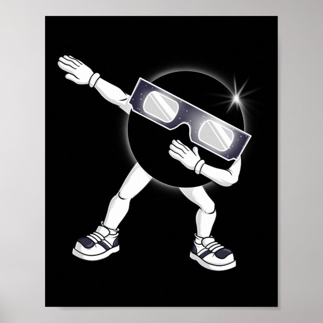Póster Dabbing Eclipse solar total 2024 Total niños Dab (Frente)
