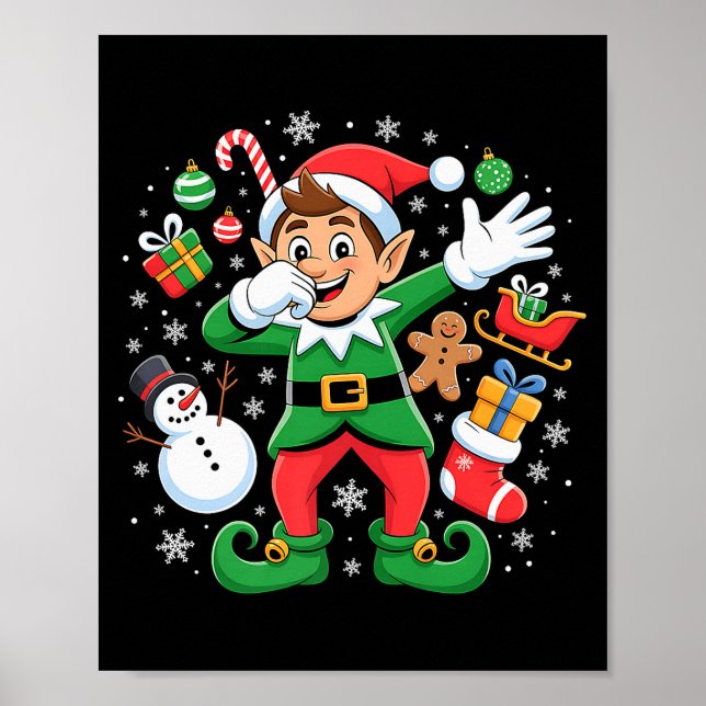 Póster Dabbing Elf Friends Xmas Boys Girls Dabbing Christ (Frente)