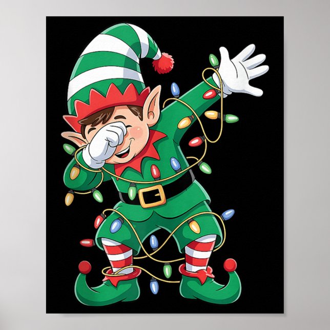 Póster Dabbing Elf Niños Chicas Matando Navidad familiar  (Frente)