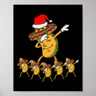 Póster Dabbing Fiesta Navidades Taco Funny Dab Gift