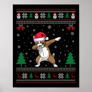 Póster Dabbing Frenchie Dog Santa Hat Niños Chicas Chr
