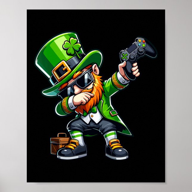 Póster Dabbing Gamer Leprechaun Dab Dance St Pattys St Pa (Frente)
