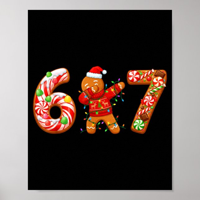 Póster Dabbing Gingerbread Man 67 Meme Candy Christmas Sw (Frente)
