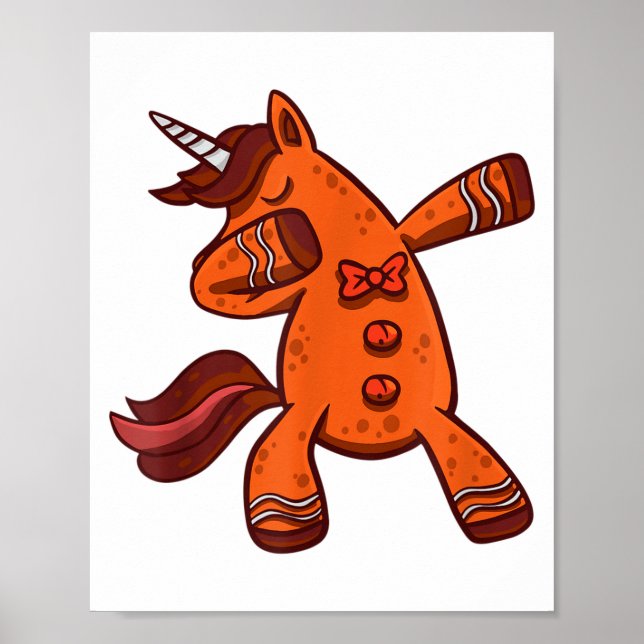 Póster Dabbing Gingerbread Unicorn Cookie Christmas  (Frente)
