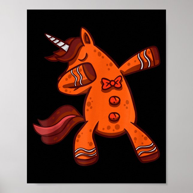Póster Dabbing Gingerbread Unicorn Cookie Christmas  (Frente)
