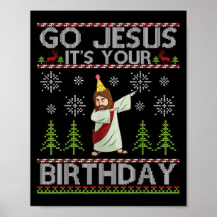 Póster Dabbing Go Jesus Es tu cumpleaños Feliz Navidad