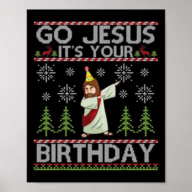 Póster Dabbing Go Jesus Es tu cumpleaños Feliz Navidad (Frente)