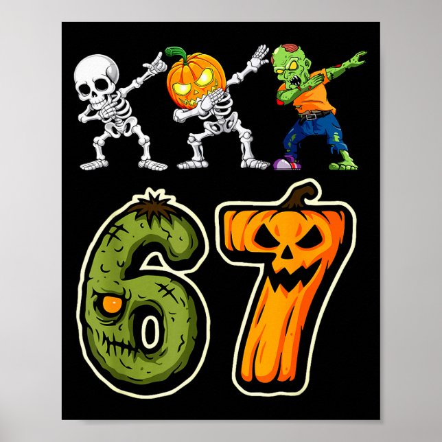 Póster Dabbing Halloween Boys Six Seven 67 Meme Funny Kid (Frente)
