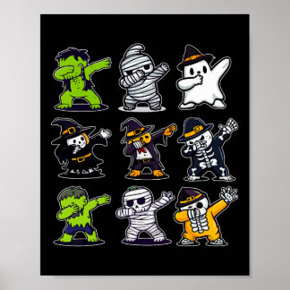 Póster Dabbing Halloween Boys Skeleton Zombie Scary Pumpk