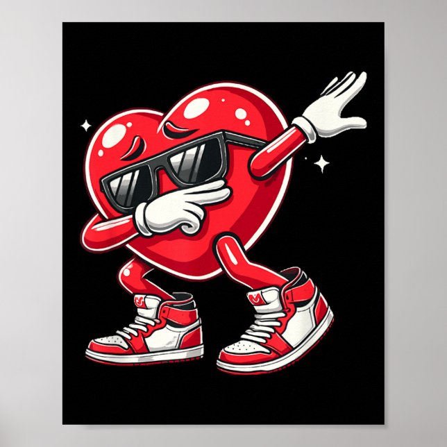 Póster Dabbing Heart Funny Día de San Valentín _ Hombres  (Frente)