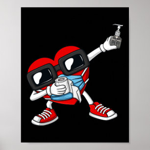 Póster Dabbing Heart In A Mask Fun Día de San Valentín Da