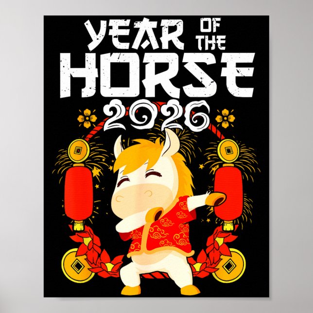 Póster Dabbing Horse Chinese New Year Of The Horse2026  (Frente)