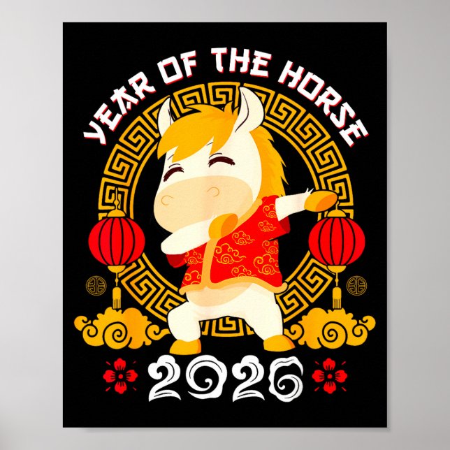 Póster Dabbing Horse Chinese New Year Of The Horse2026  (Frente)