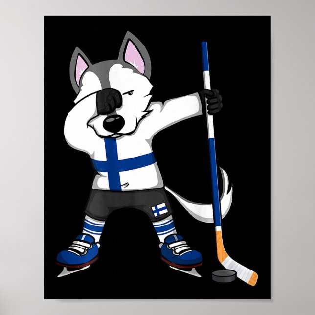Póster Dabbing Husky Finland Ice Hockey Lovers Jersey Win (Frente)