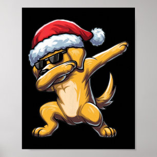Póster Dabbing Labrador Retriever Santa Hat Navidades Dab
