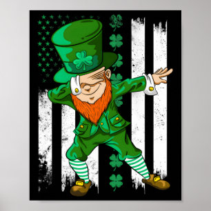 Póster Dabbing Leprechaun Graciosos Regalos Hombres Niños