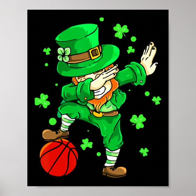 Póster Dabbing Leprechaun St Patricks Day Niños Cesta mas (Frente)