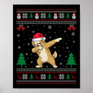 Póster Dabbing Maltipoo Perro Santa Hat Niños Chicas Chr