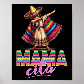 Póster Dabbing Mexican Poncho Sombrero Cinco De Mayo Mama