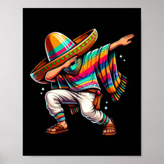 Póster Dabbing Mexican Poncho Sombrero Dab Boy Fiesta Cin