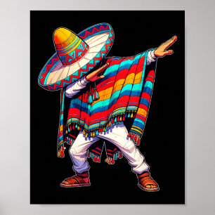 Póster Dabbing mexicano Poncho Cinco De Mayo Hombres Somb