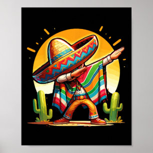 Póster Dabbing mexicano Poncho Sombrero Dab Cinco De