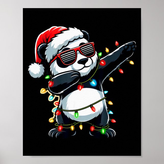 Póster Dabbing Panda Xmas For Kids Boys Girl Panda Lover  (Frente)