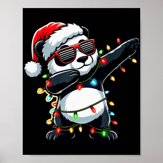 Póster Dabbing Panda Xmas For Kids Boys Girl Panda Lover  (Frente)