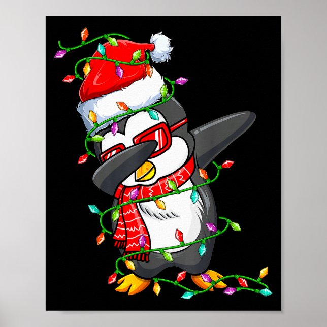 Póster Dabbing Penguin Wearing Santa Hat - Penguin Lover  (Frente)