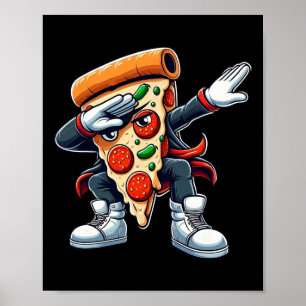 Póster Dabbing Pizza Niños Chicas Todler Bailando