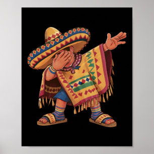 Póster Dabbing Poncho Mexicano Baile Dab Cinco De Mayo Gi