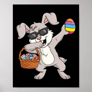 Póster Dabbing Rabbit Easter Day Huevos divertidos niños 