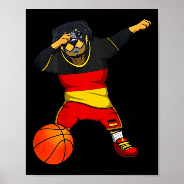 Póster Dabbing Rottweiler Germany Jersey German Sketll Lo (Frente)